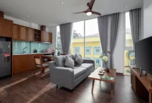 ハノイ賃貸アパート | タイホー区Au Co通りの1ベッドルームサービスアパートメント – 月額500USD