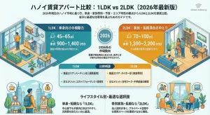 ハノイ賃貸アパート1LDK・2LDK完全比較｜日本人向け最適タイプはどれ？2026年版
