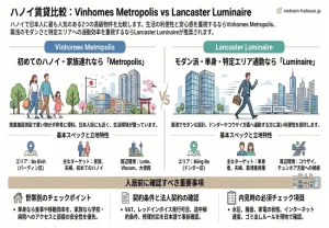 Vinhomes MetropolisとLancaster Luminaireを比較｜日本人向けハノイ賃貸アパート